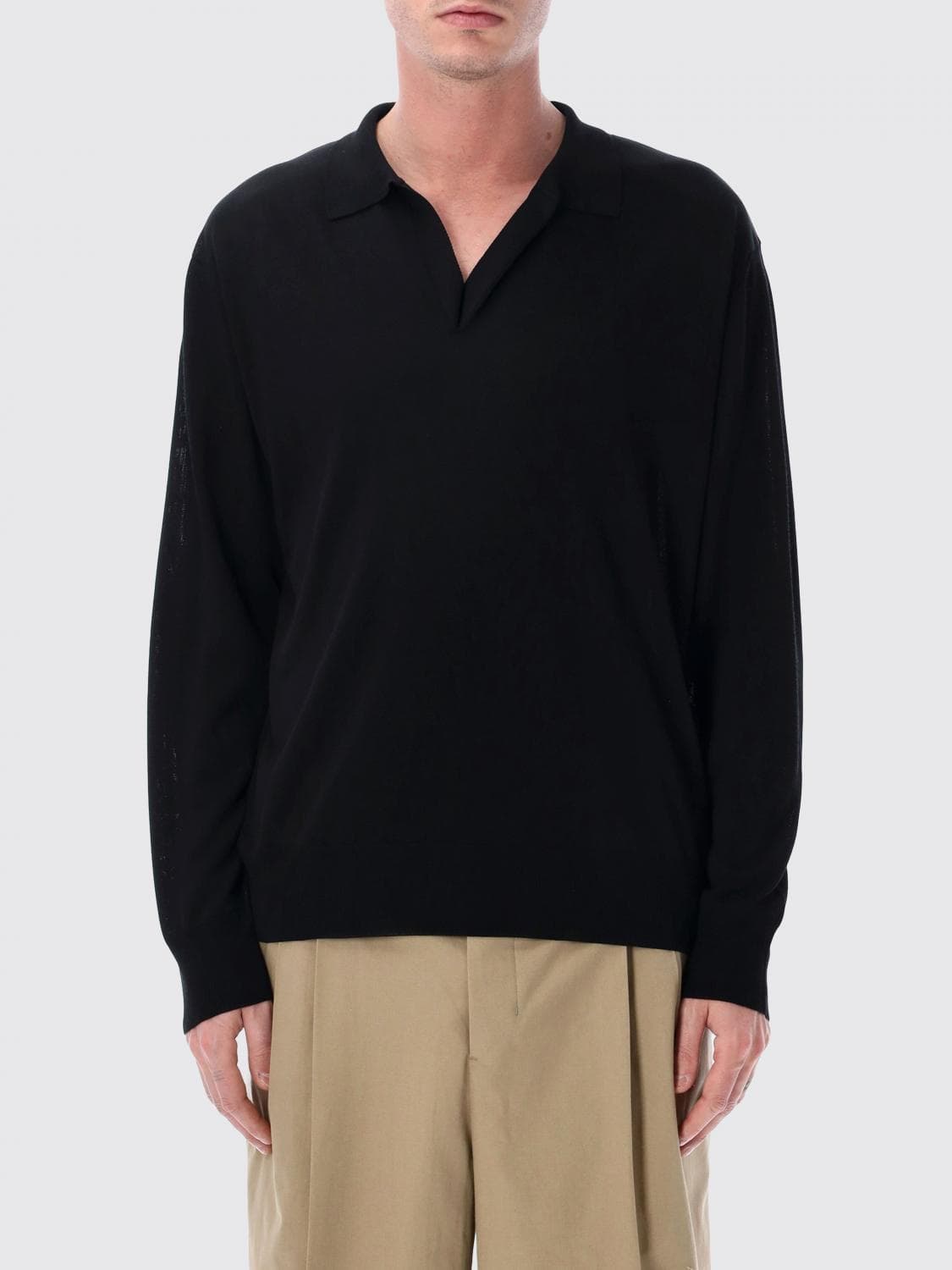 Roberto Collina Long-Sleeved Cotton-Blend Knitted Polo Shirt