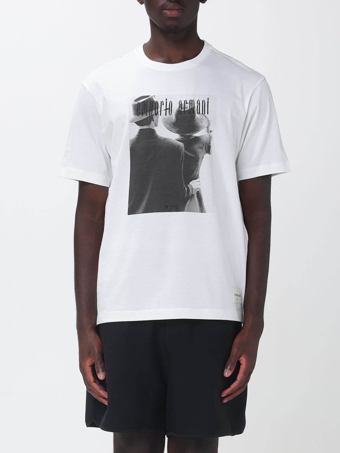 Emporio Armani Graphic Print Cotton T-Shirt with Contrast Logo