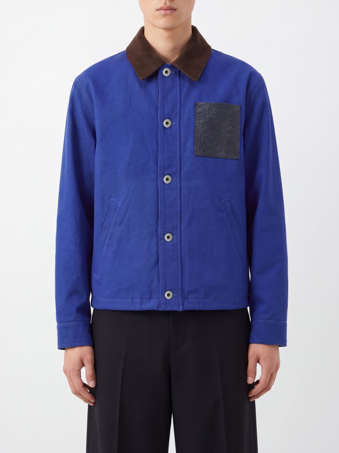 Loewe Workwear Cotton Jacket with Velvet Contrast Collar