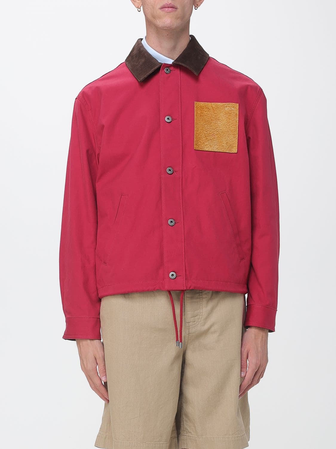 Loewe Workwear Cotton Jacket with Velvet Contrast Collar