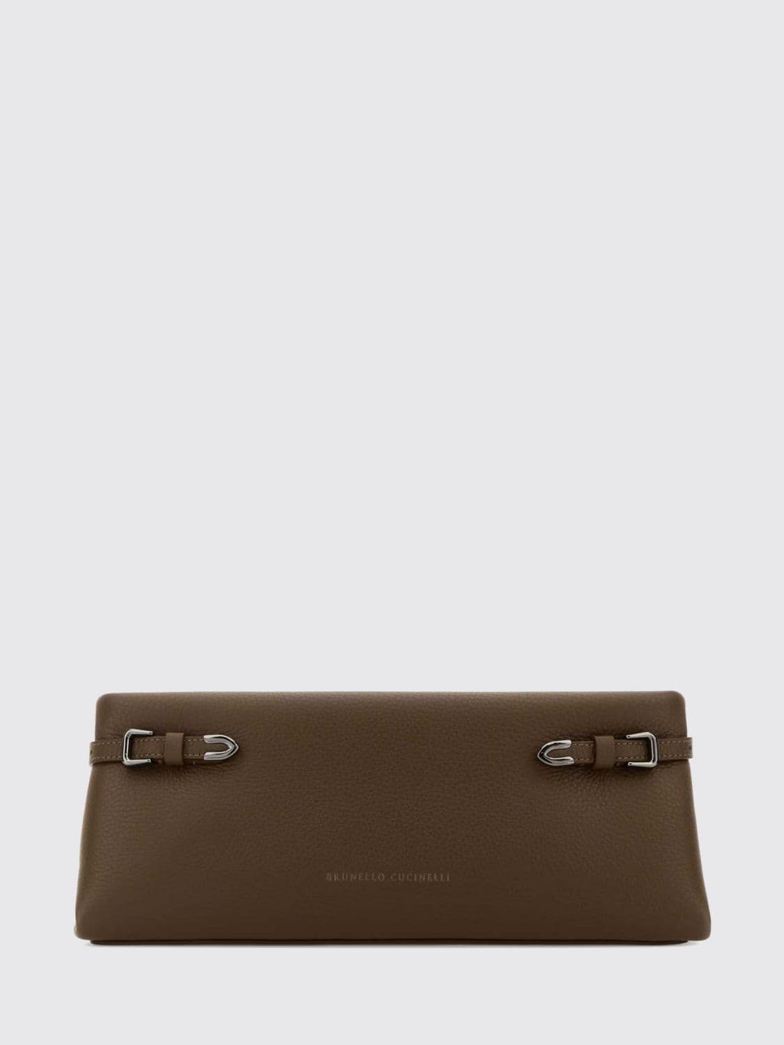 Brunello Cucinelli Clutch in Grained Leather with Snap Closure · OS
