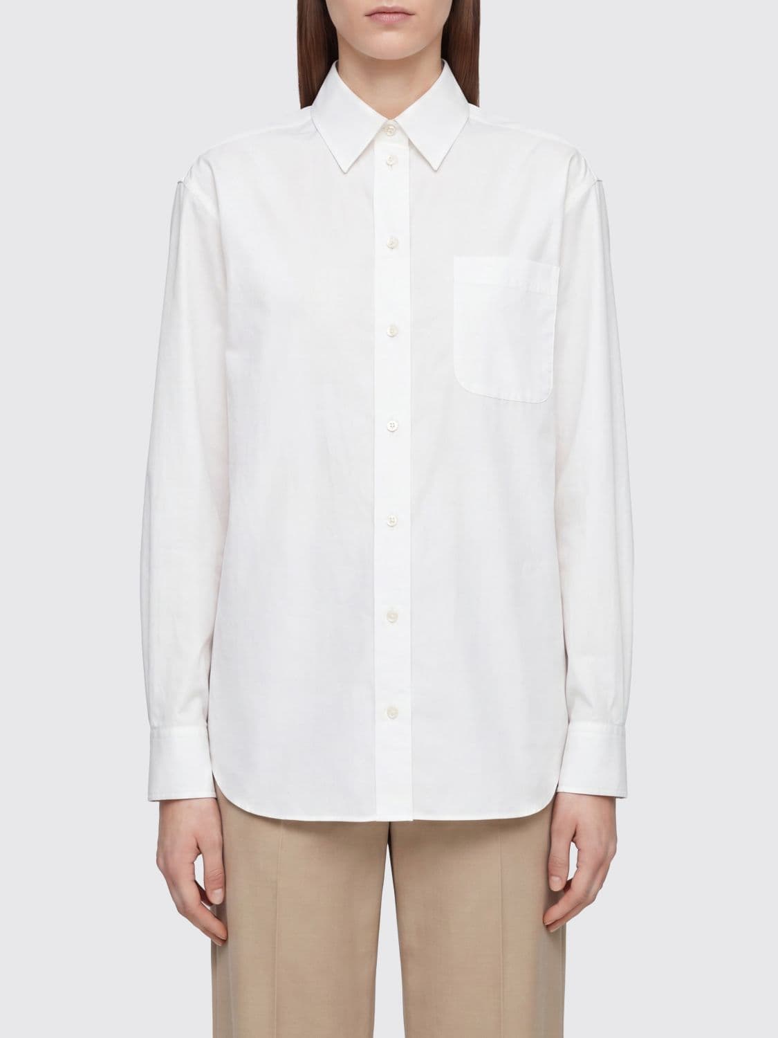The Row Cotton Poplin Shirt with Classic Collar and Patch Pocket