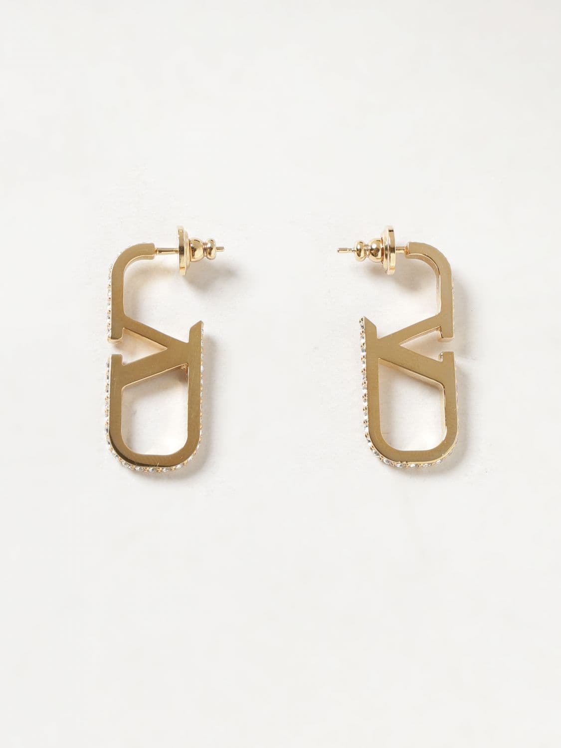 Valentino Garavani VLogo Signature Earrings in Gold-Tone Metal with Swarovski Crystals · OS