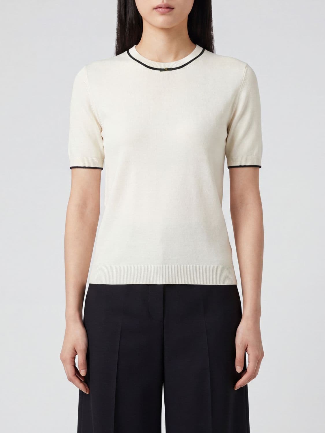 Valentino Garavani Wool Crew Neck Jumper with Bow and VLogo Signature