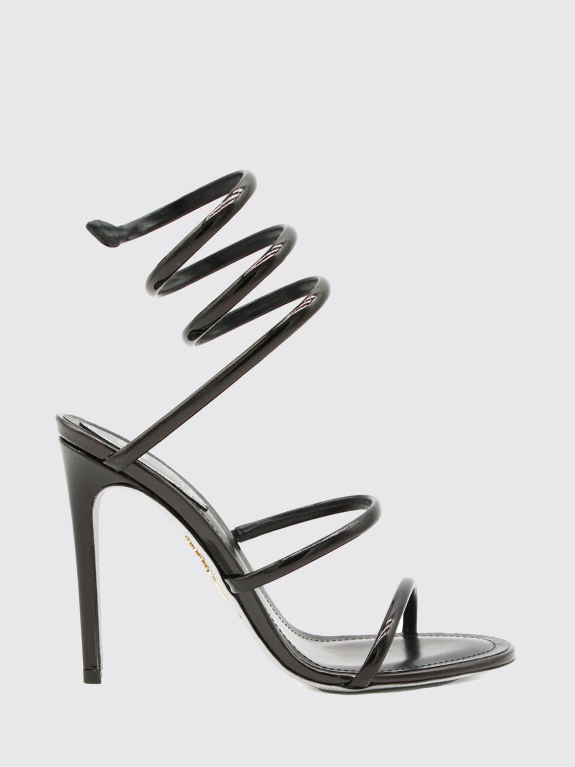 Rene Caovilla Cleo Patent Leather Snake-Coil Sandals with Stiletto Heel