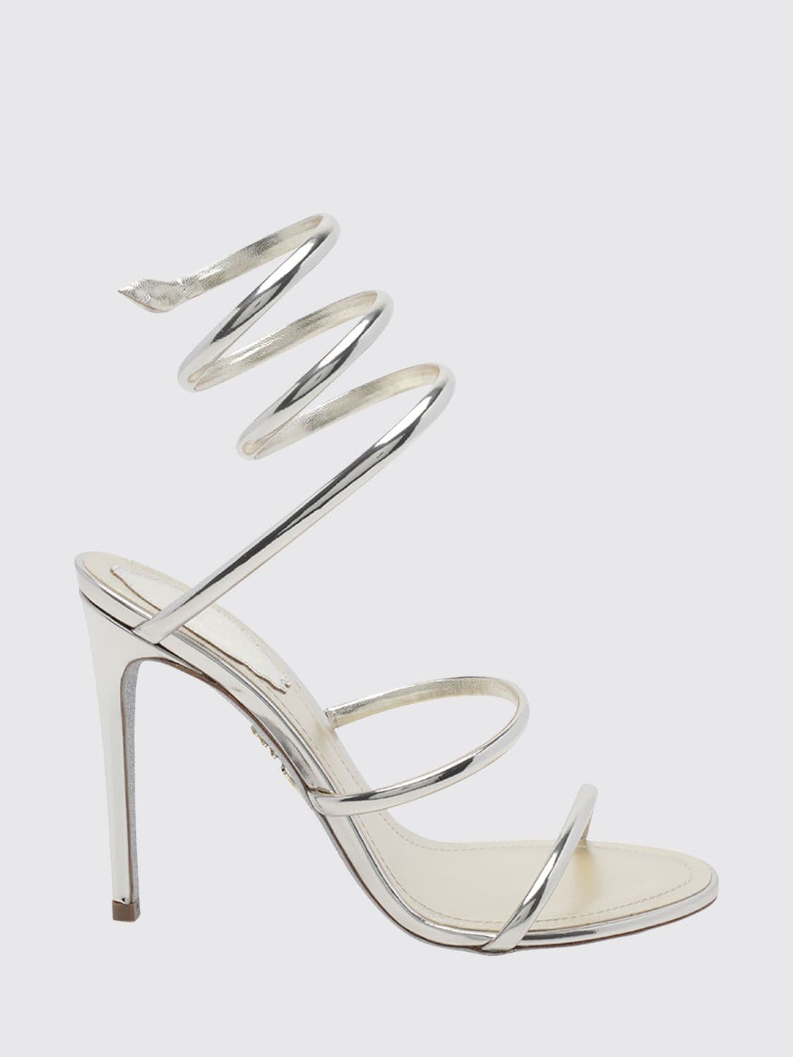 Rene Caovilla Cleo Patent Leather Snake-Coil Sandals with Stiletto Heel