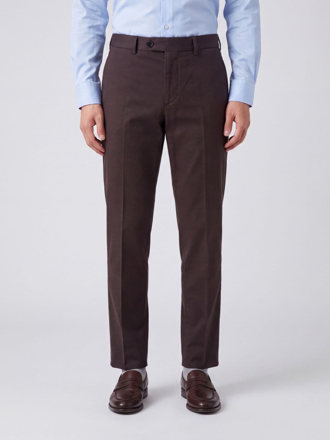 Brunello Cucinelli Slim Fit Cotton Tailored Trousers with Off-Center Closure