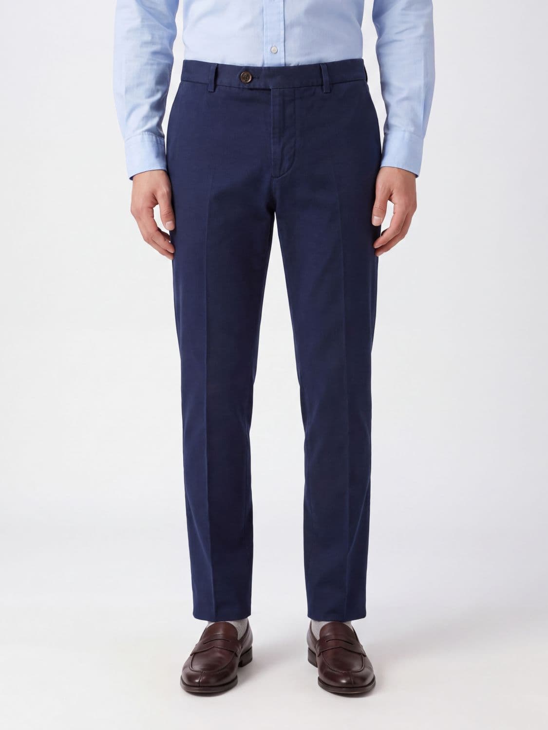 Brunello Cucinelli Slim Fit Cotton Tailored Trousers with Off-Center Closure · 54