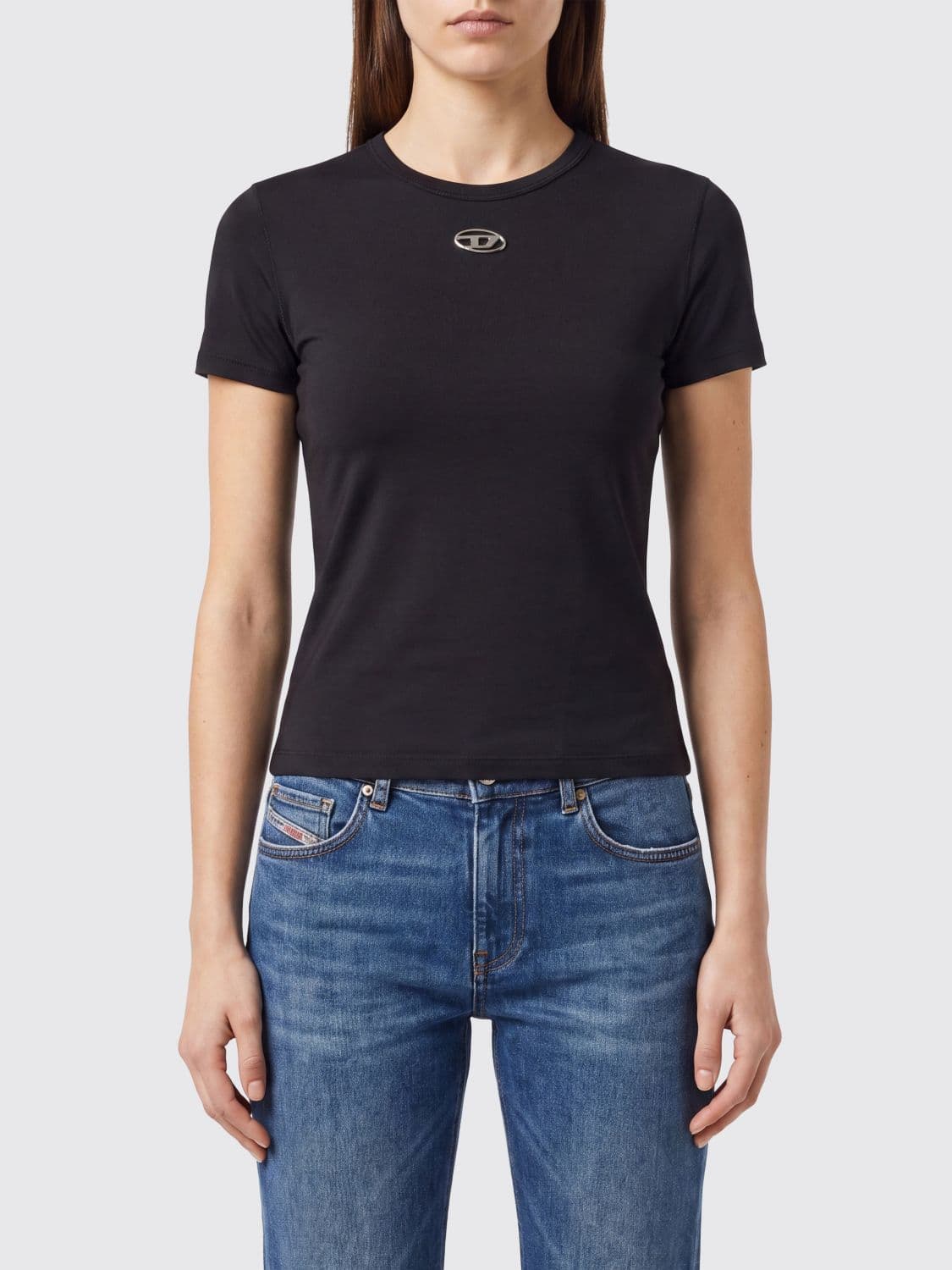 Diesel Slim Fit Cotton T-Shirt with Contrasting Oval D Logo