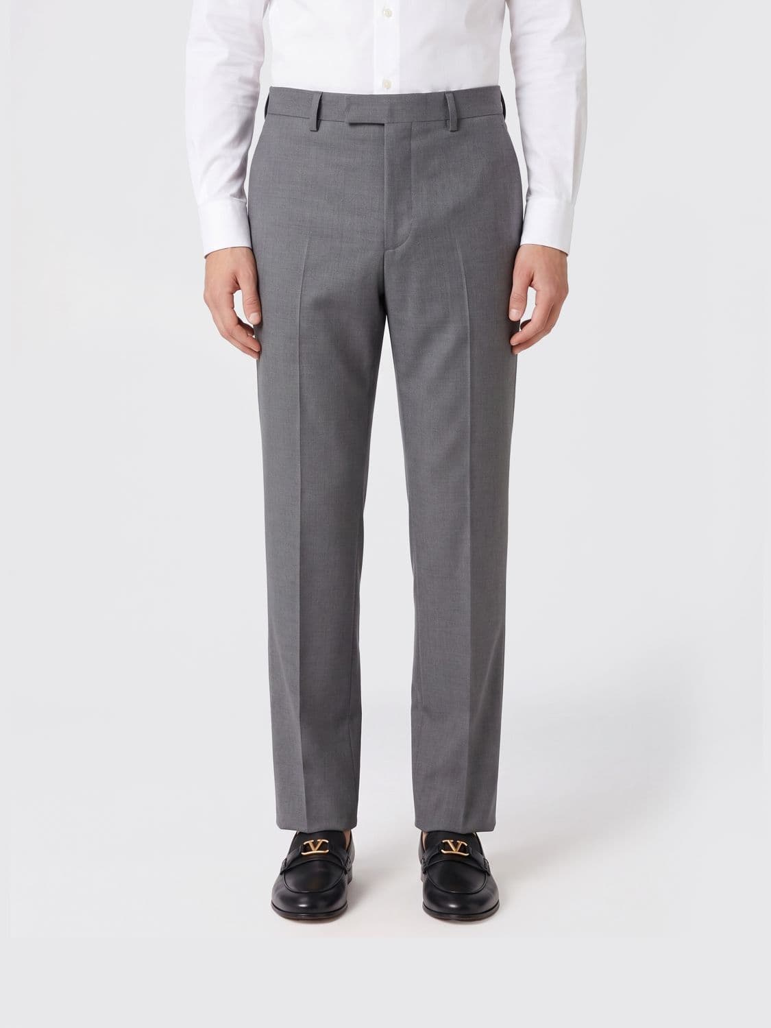 Valentino Garavani Tailored Slim Fit Trousers in Merino Wool with Concealed Fastening