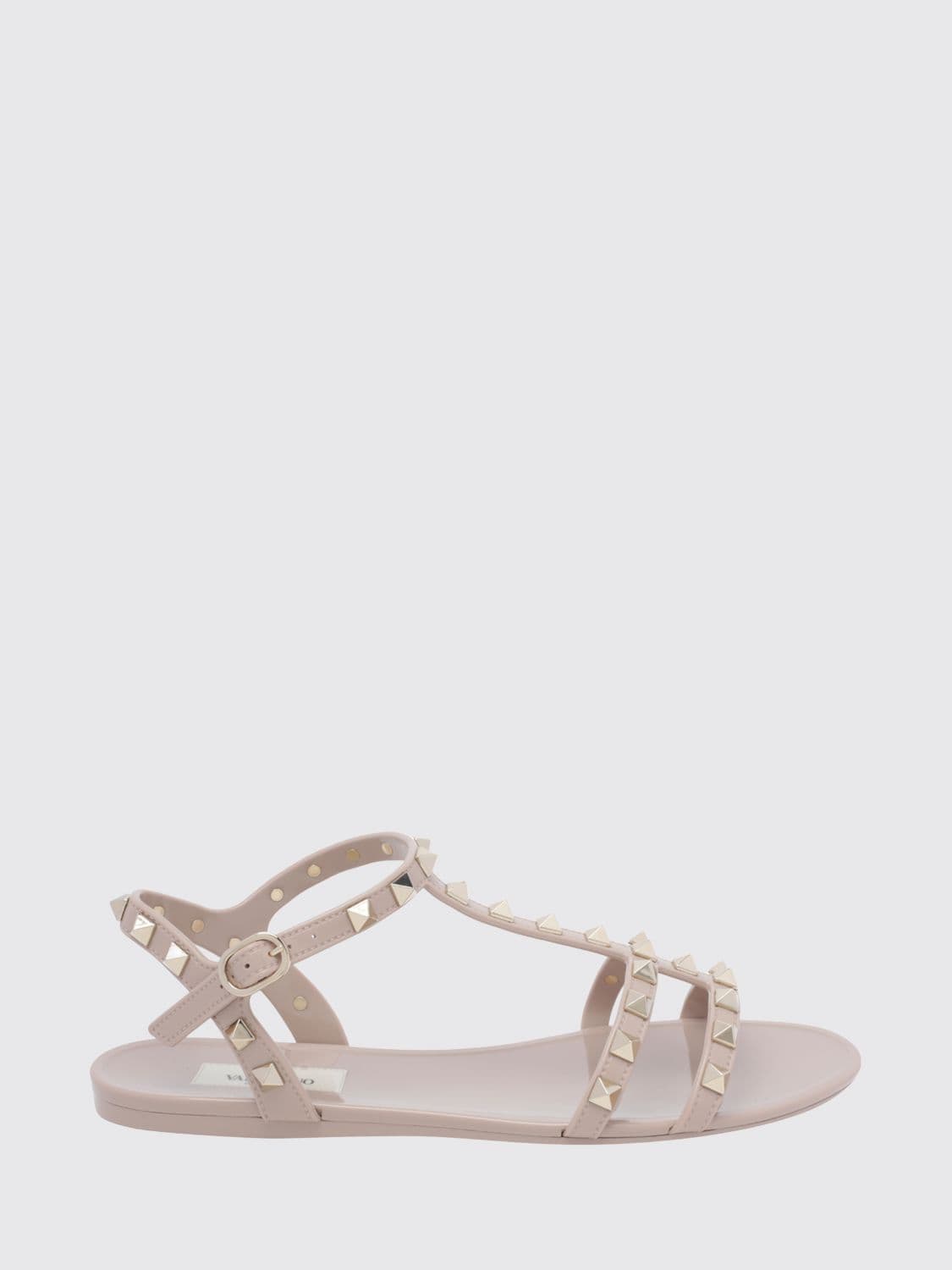 Valentino Garavani Rockstud Low-Heeled Rubber T-Strap Sandals