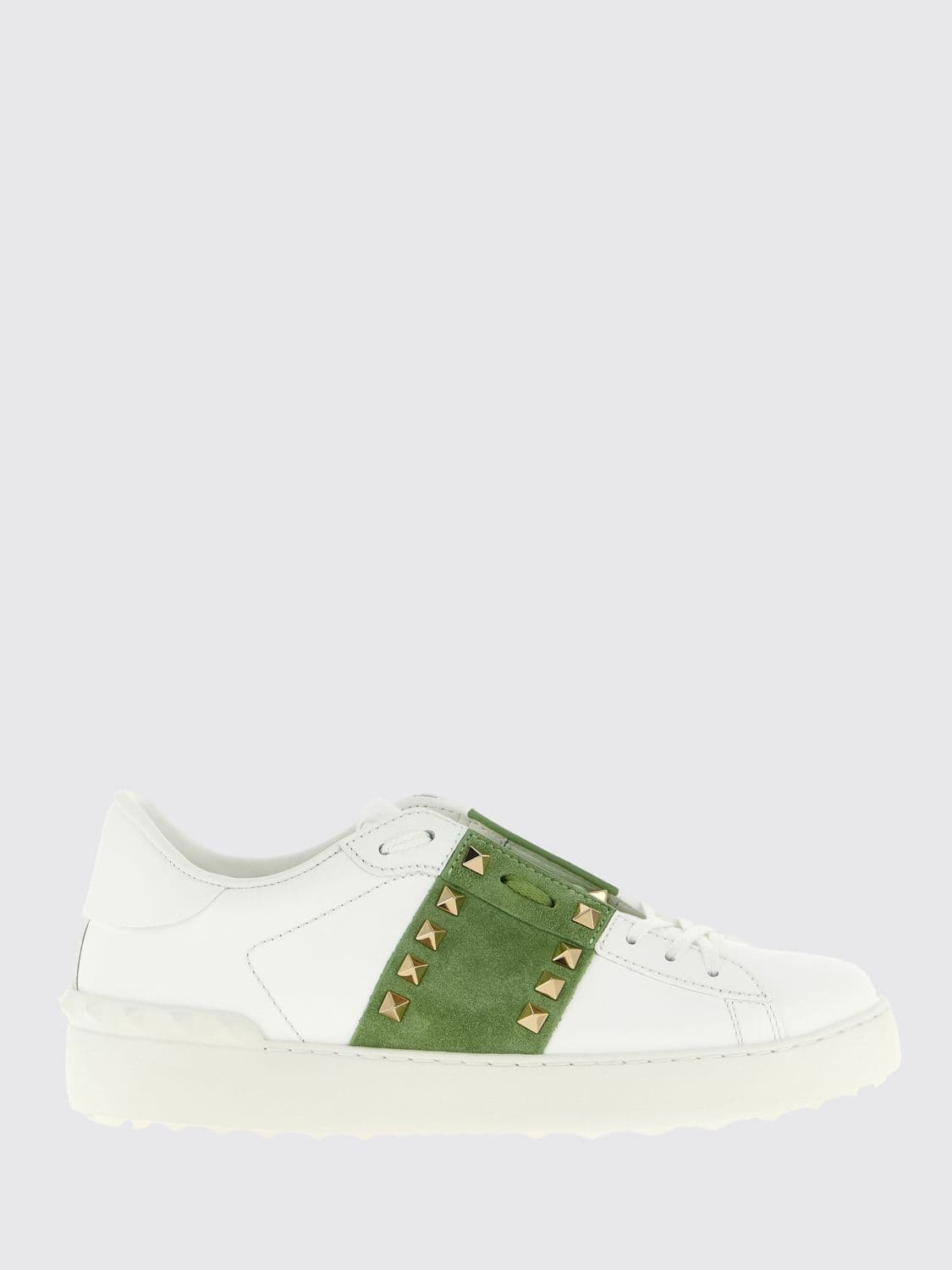 Valentino Garavani Rockstud Untitled Leather and Suede Sneakers with Iconic Studs