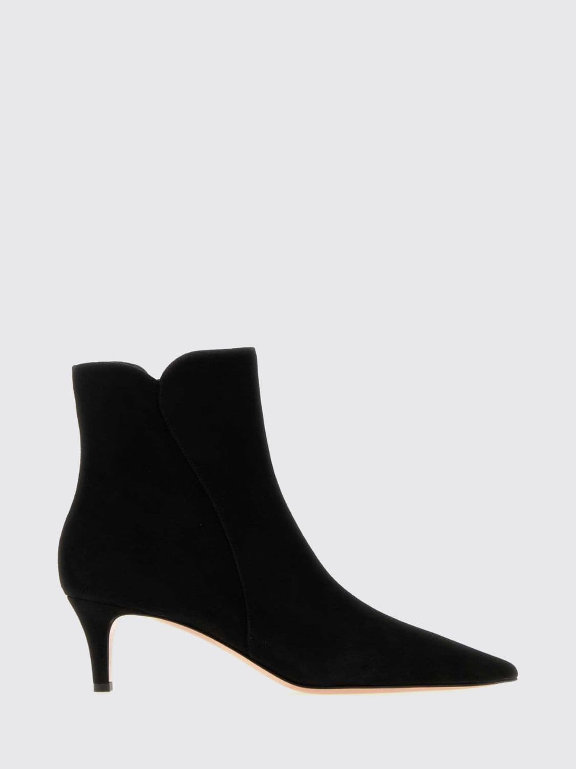 Gianvito Rossi Levy Almond-Toe Suede Ankle Boots with a Stiletto Heel