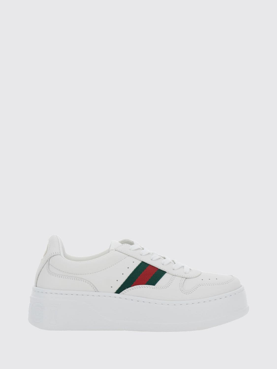 Gucci Low-Top Platform Sneakers in Calf Leather with Web Stripe
