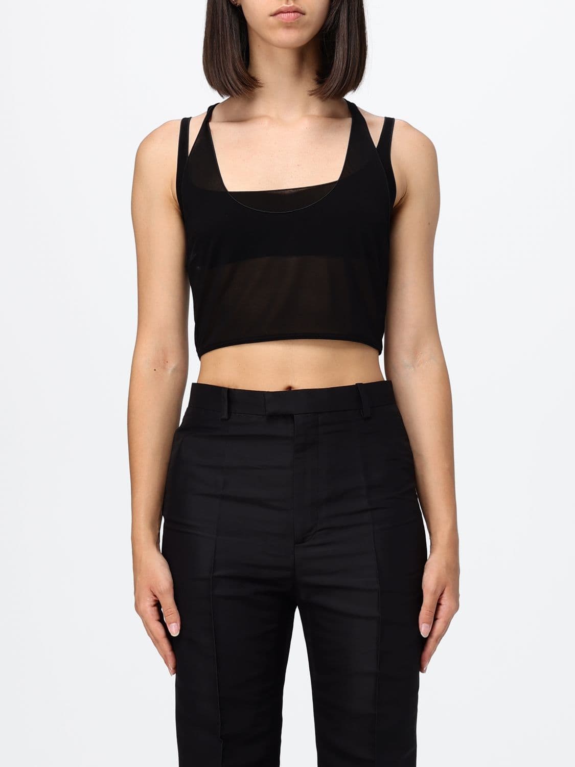 Gucci Cropped Slim Fit Technical Stretch-Fabric Top with Square Neckline