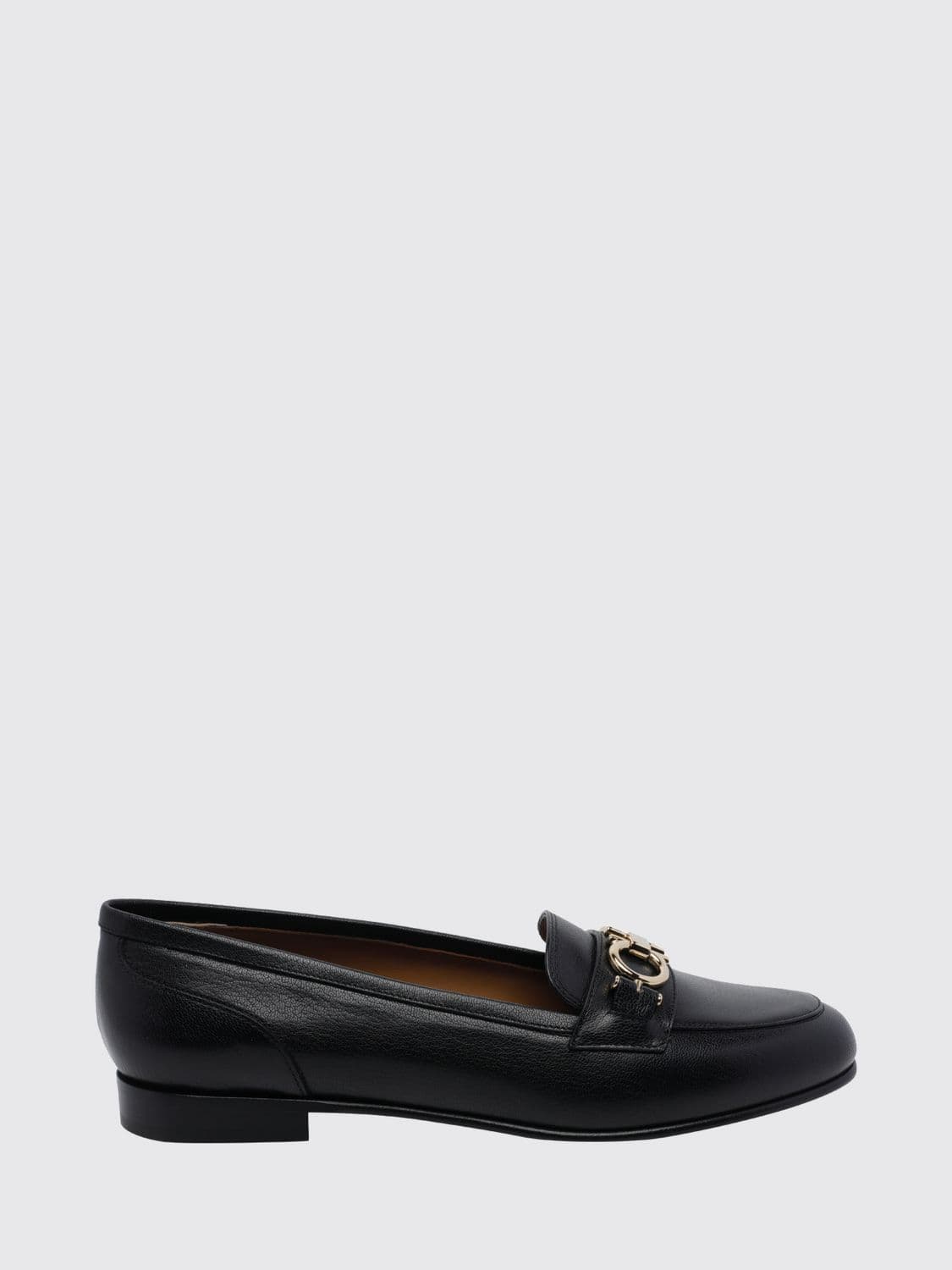 Ferragamo Bax Smooth Calfskin Loafers with Gancini Ornament
