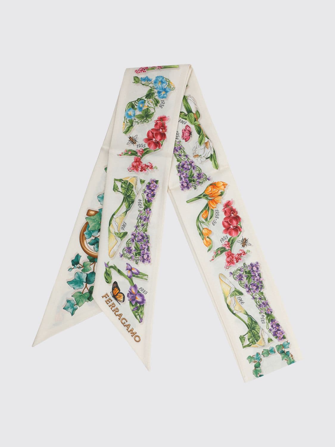 Ferragamo All-Over Floral Print Pure Silk Bandeau Scarf · OS