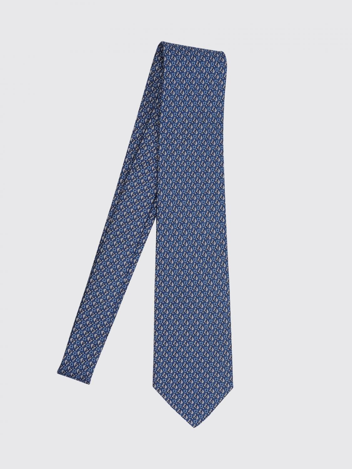 Ferragamo Graphic Print Silk Tie with Gancini Motif