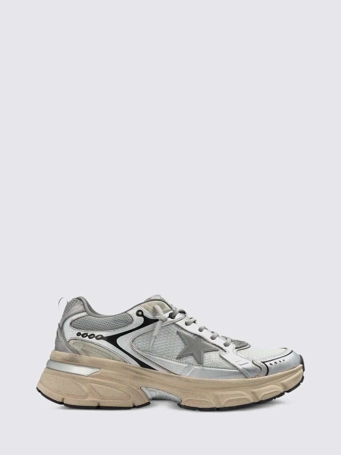 Golden Goose Lightstar Low-Top Sneakers in Nappa and Mesh with Distressed Effect