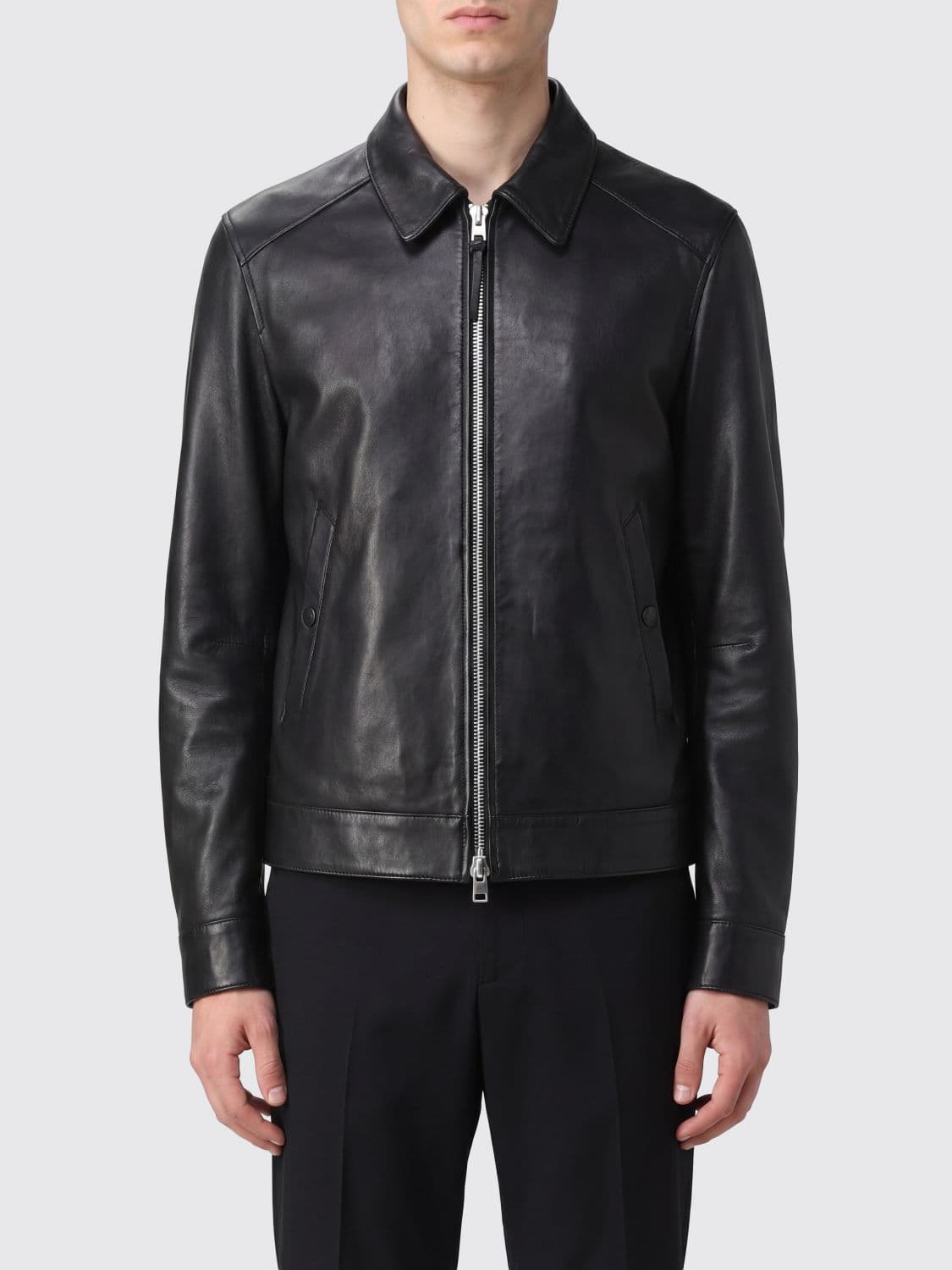 Tom Ford Smooth Lambskin Leather Shirt Jacket with Zip Closure