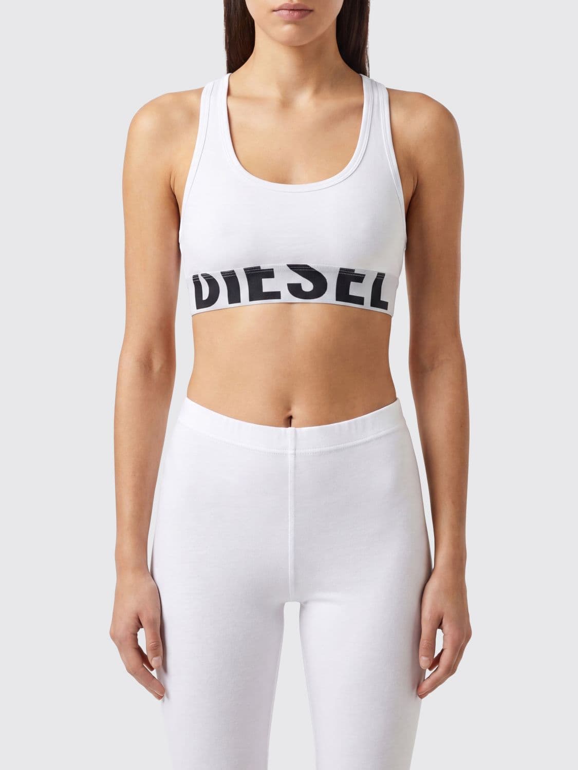 Diesel Cropped Stretch-Cotton Sports Bra with Racerback