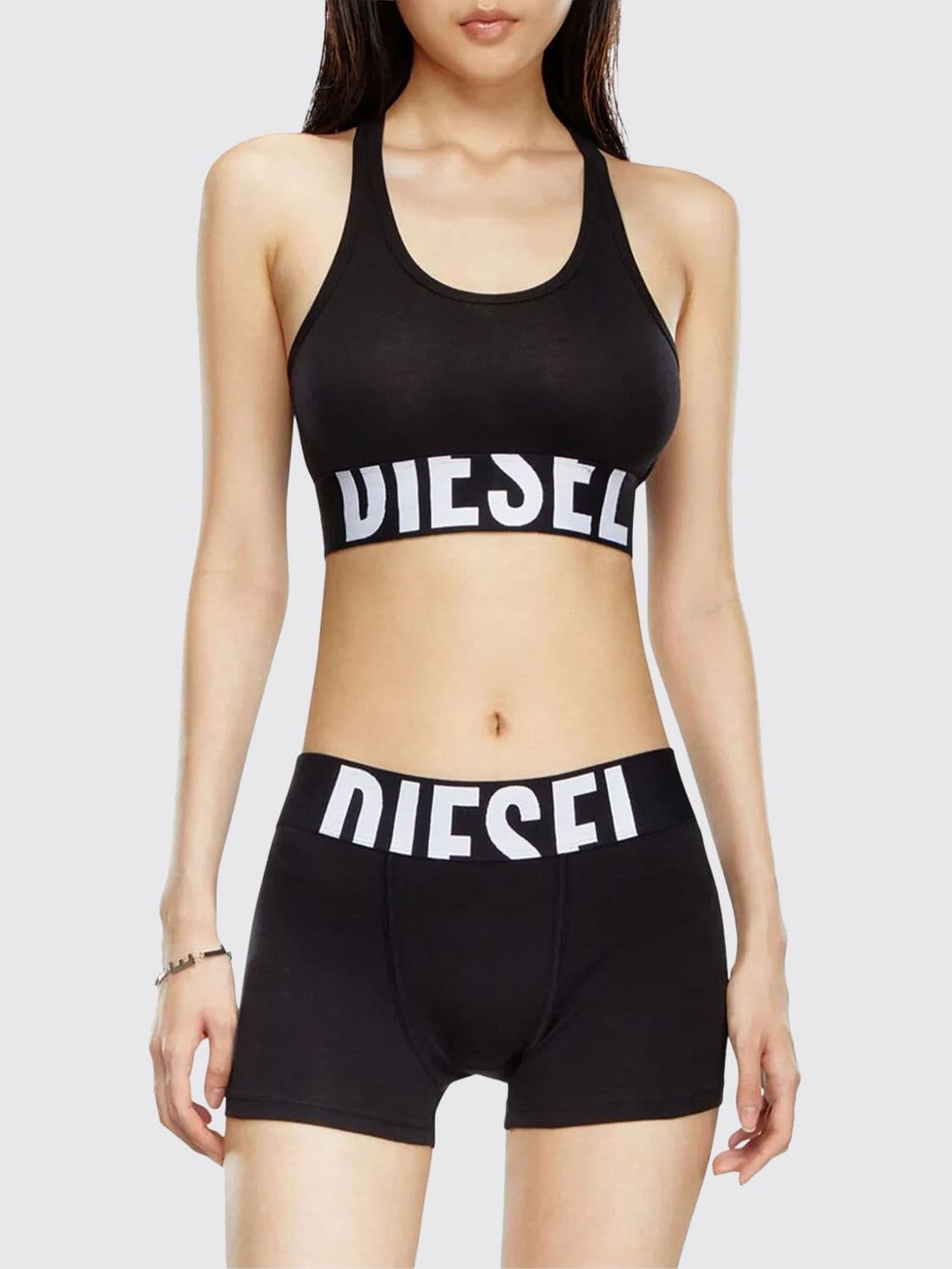 Diesel Cropped Stretch-Cotton Sports Bra with Racerback