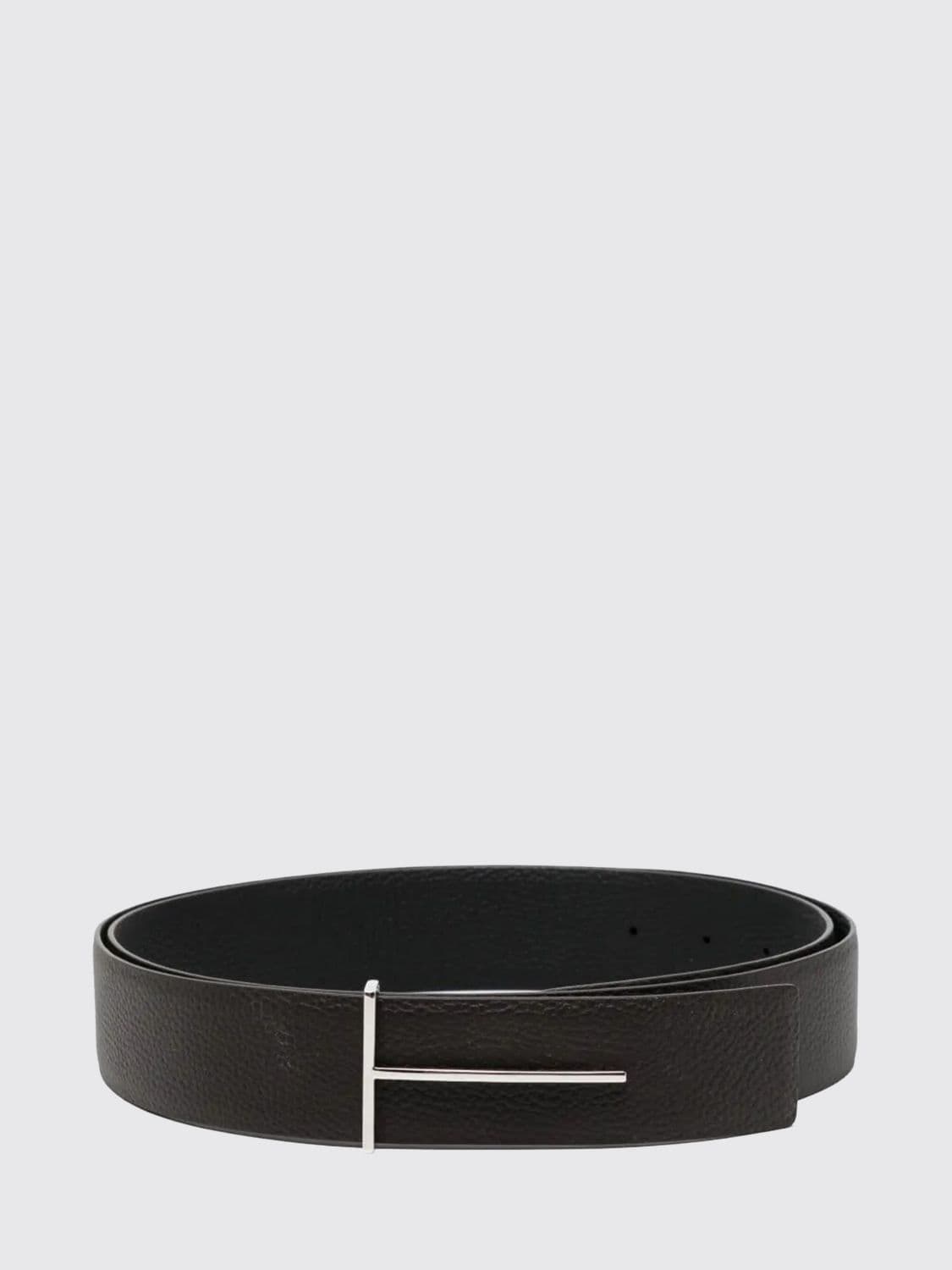 Tom Ford Reversible 4cm Pebbled Leather Belt with T Monogram Buckle