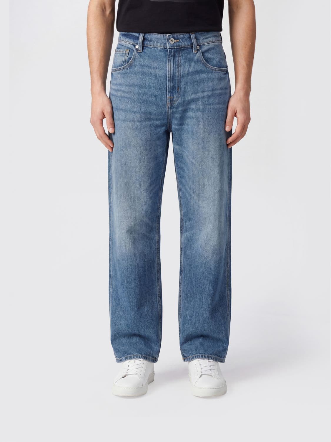 7 For All Mankind Mount Wide-Leg Jeans in Cotton Denim with Five Pockets
