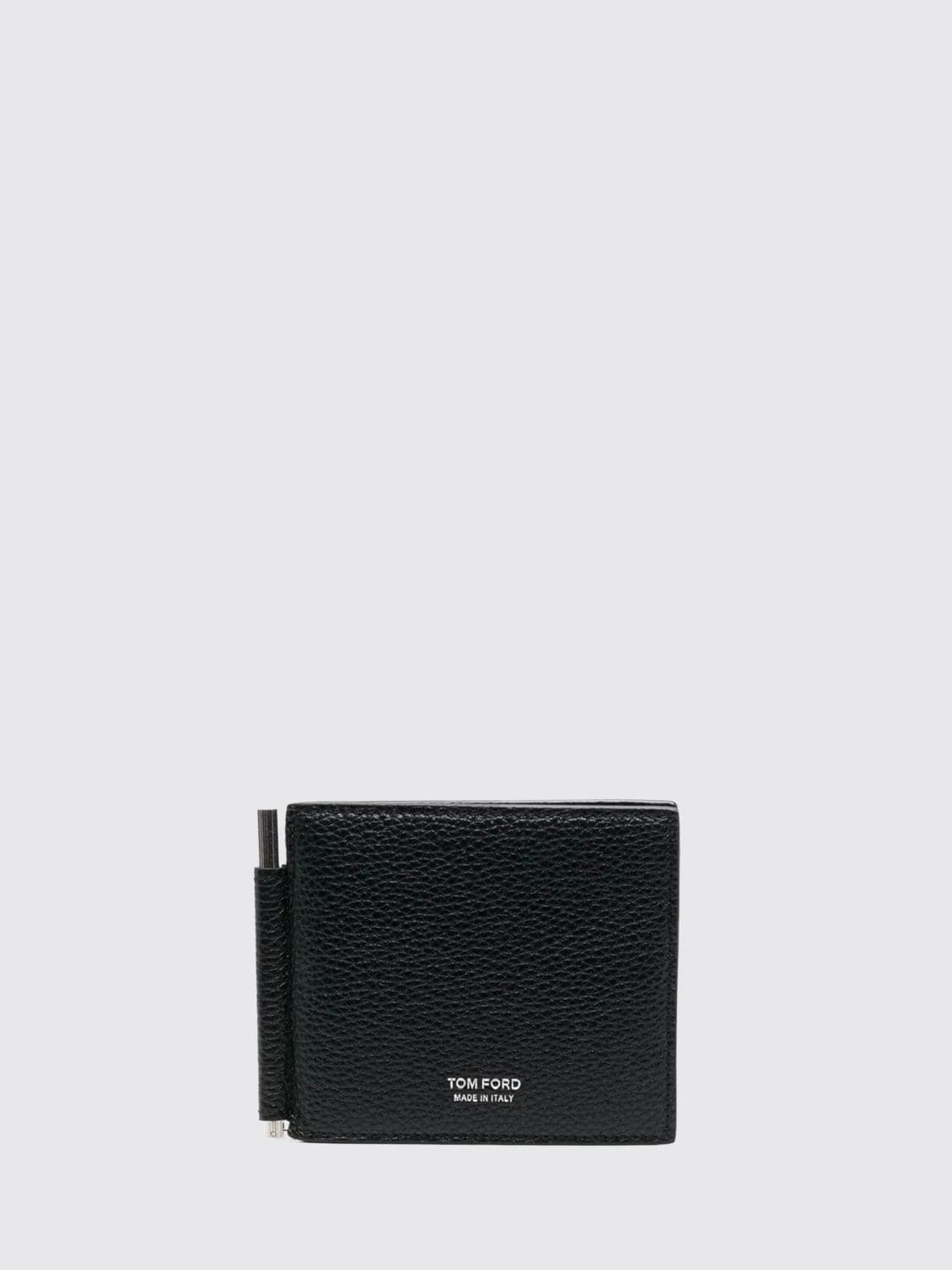 Tom Ford Bifold Leather Wallet with Money Clip and Eight Card Slots · OS