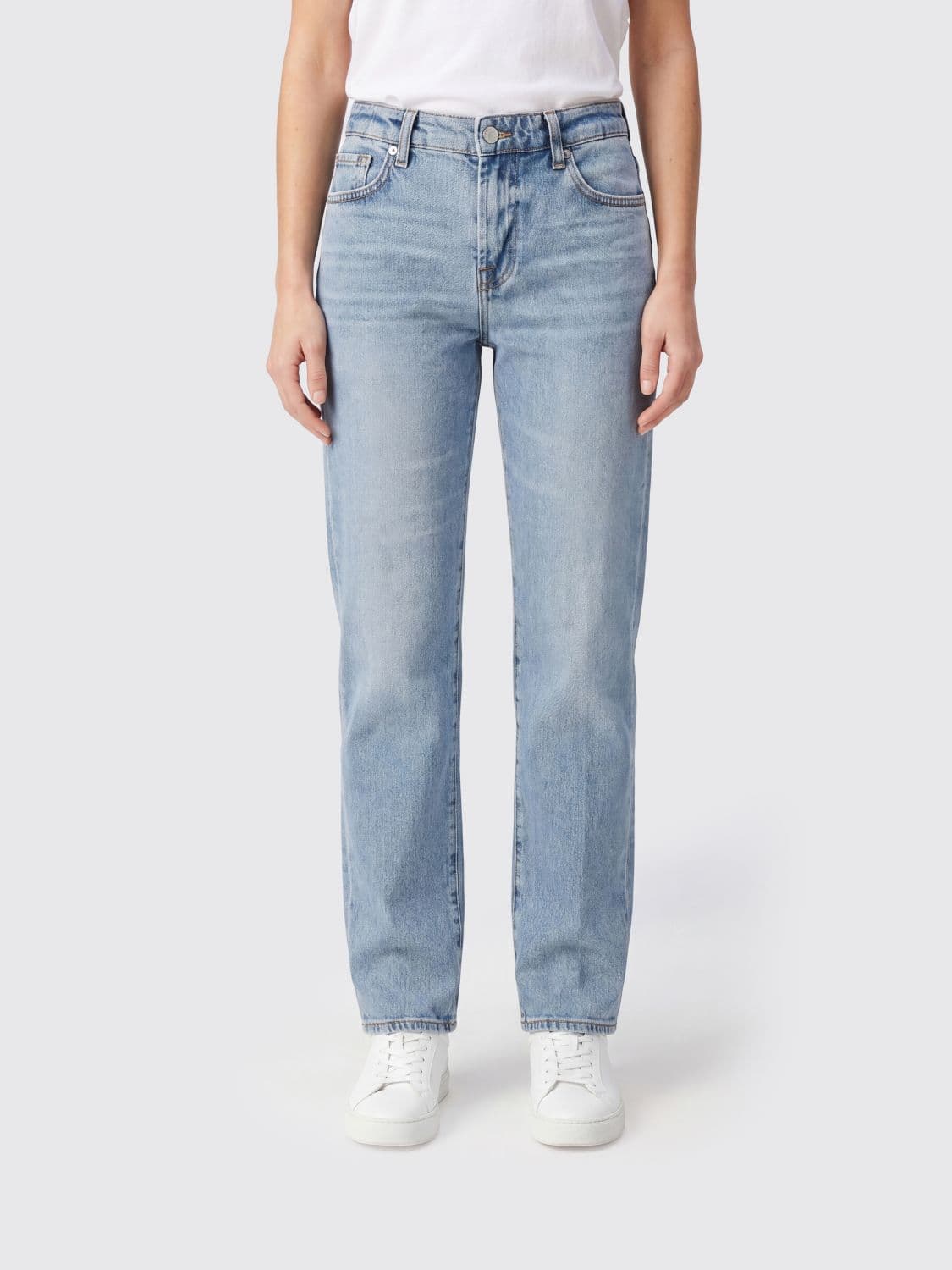 7 For All Mankind Mid-Rise Straight Jeans in Cotton Denim
