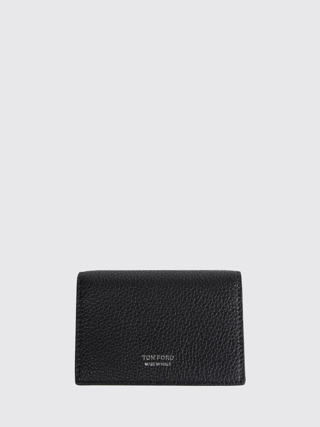 Tom Ford Calf Leather Card Holder with Flap and Snap Button Closure · OS