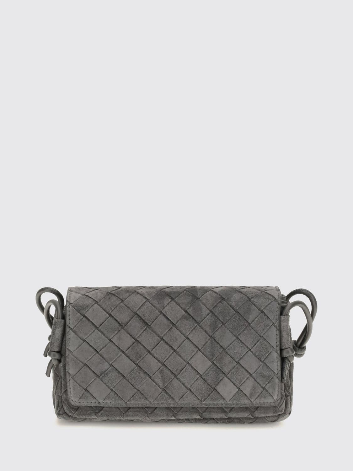 Bottega Veneta Notturno Intrecciato Suede Calfskin Shoulder Bag with Knotted Strap · OS
