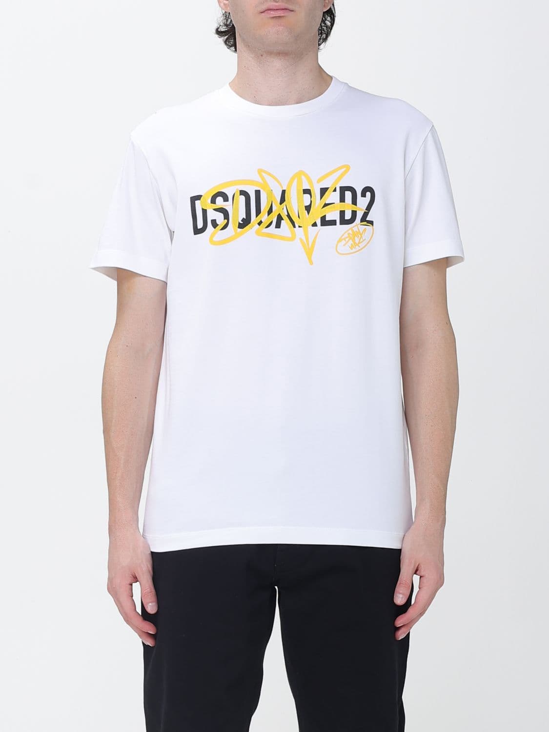 Dsquared2 Slim Fit Cotton T-Shirt with Contrasting Logo Print