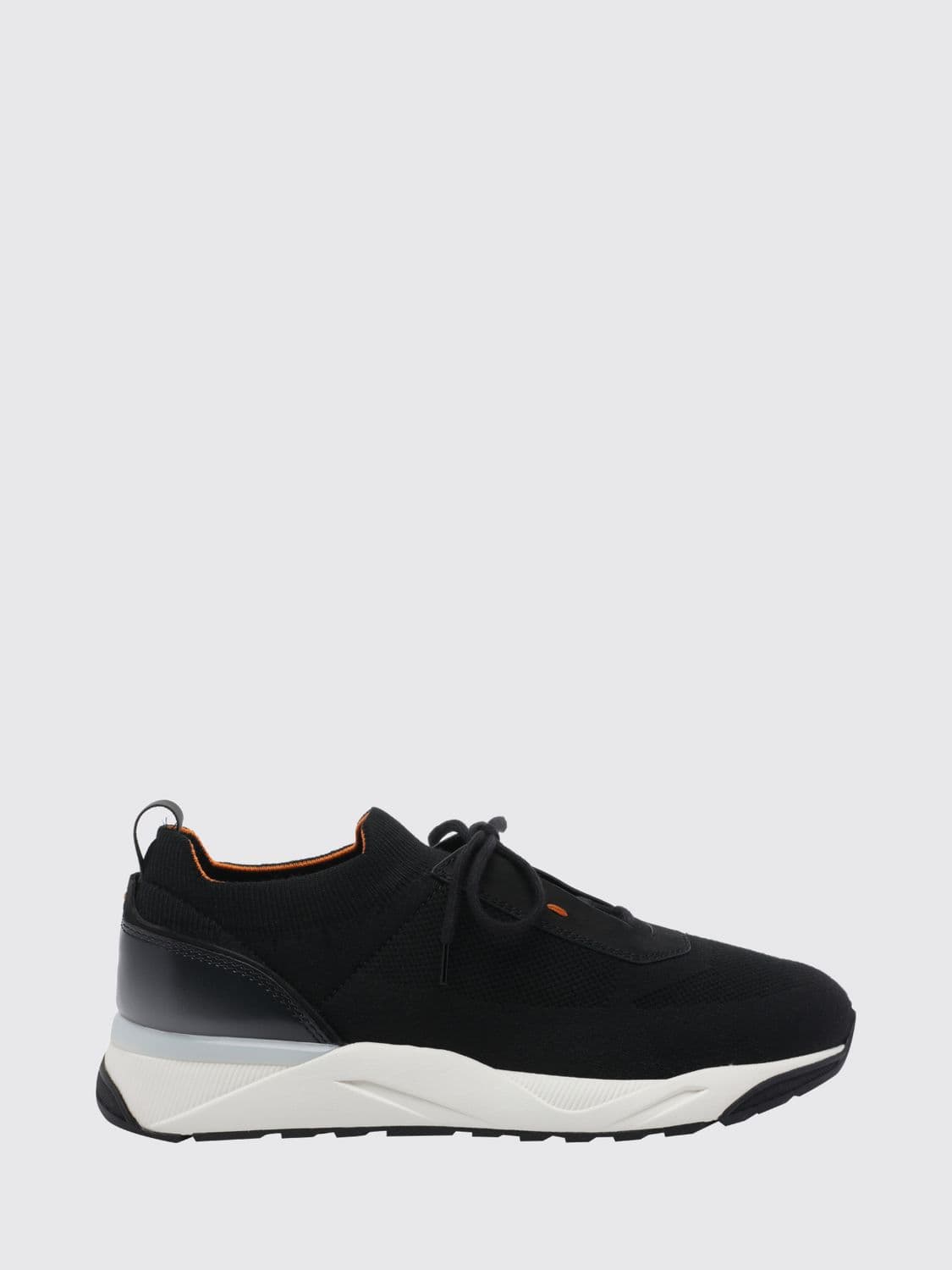 Santoni Low-Top Sneakers in Stretch Tech Fabric and Leather with Rubber Sole