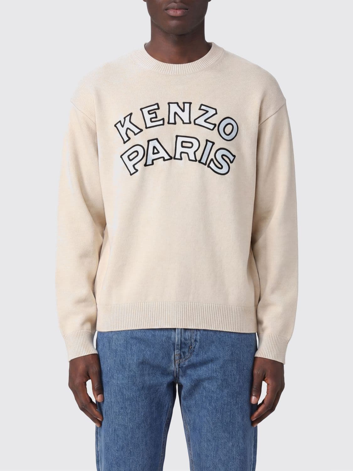 Kenzo Merino Wool Crew Neck Jumper with Jacquard Logo