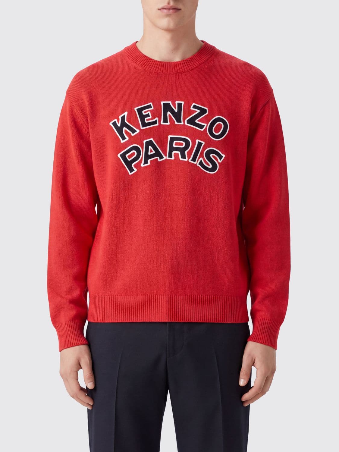 Kenzo Merino Wool Crew Neck Jumper with Jacquard Logo