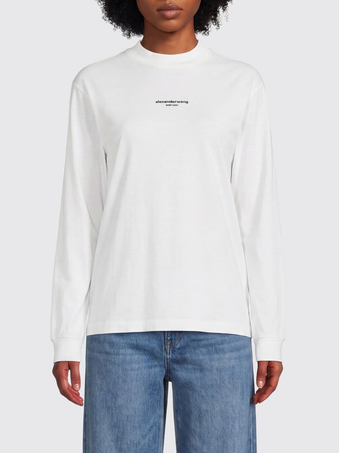 Alexander Wang Long-Sleeve Cotton T-Shirt with Contrast Logo