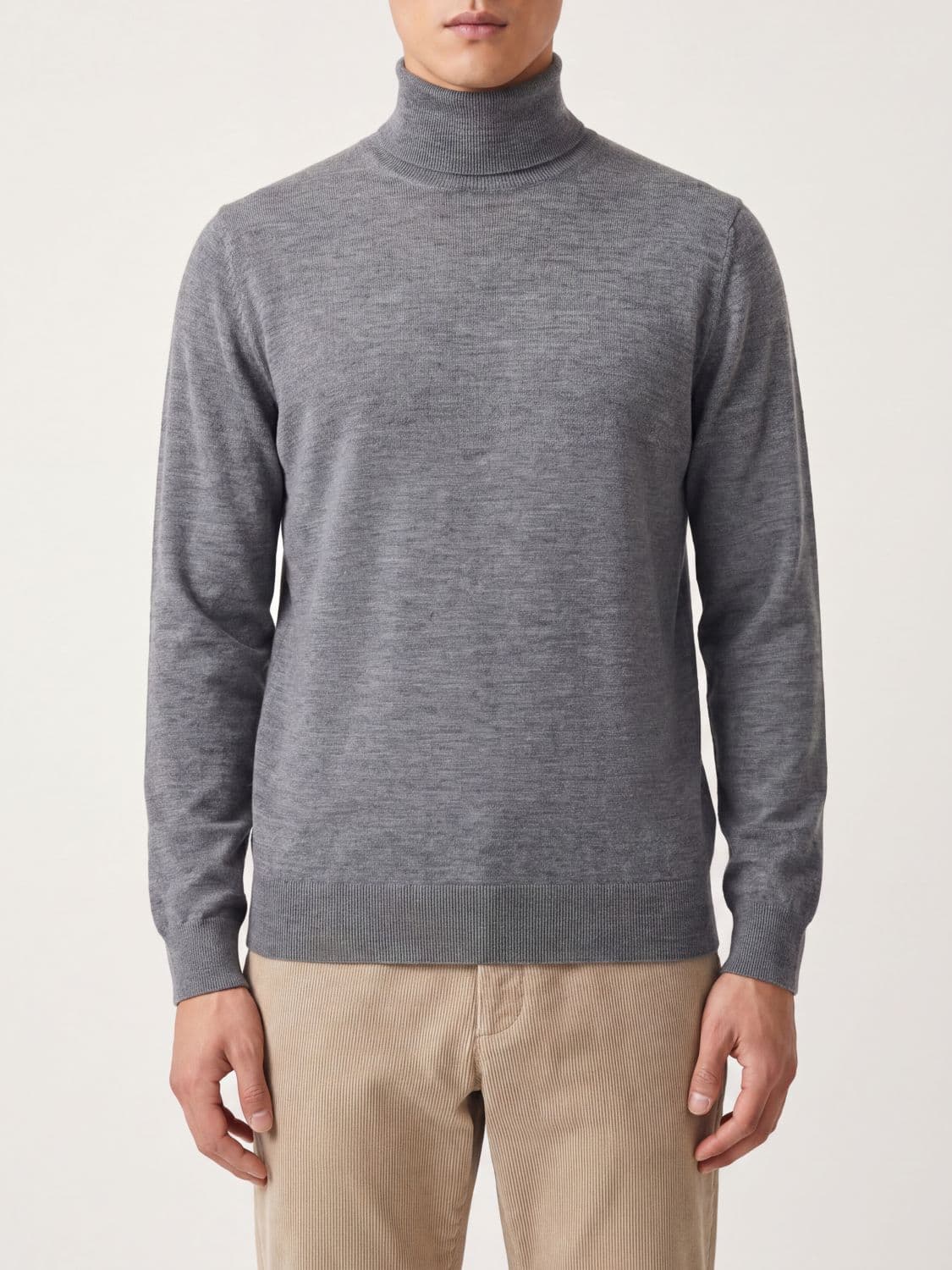 Brunello Cucinelli Long-Sleeved Wool Turtleneck Jumper with Ribbed Trims