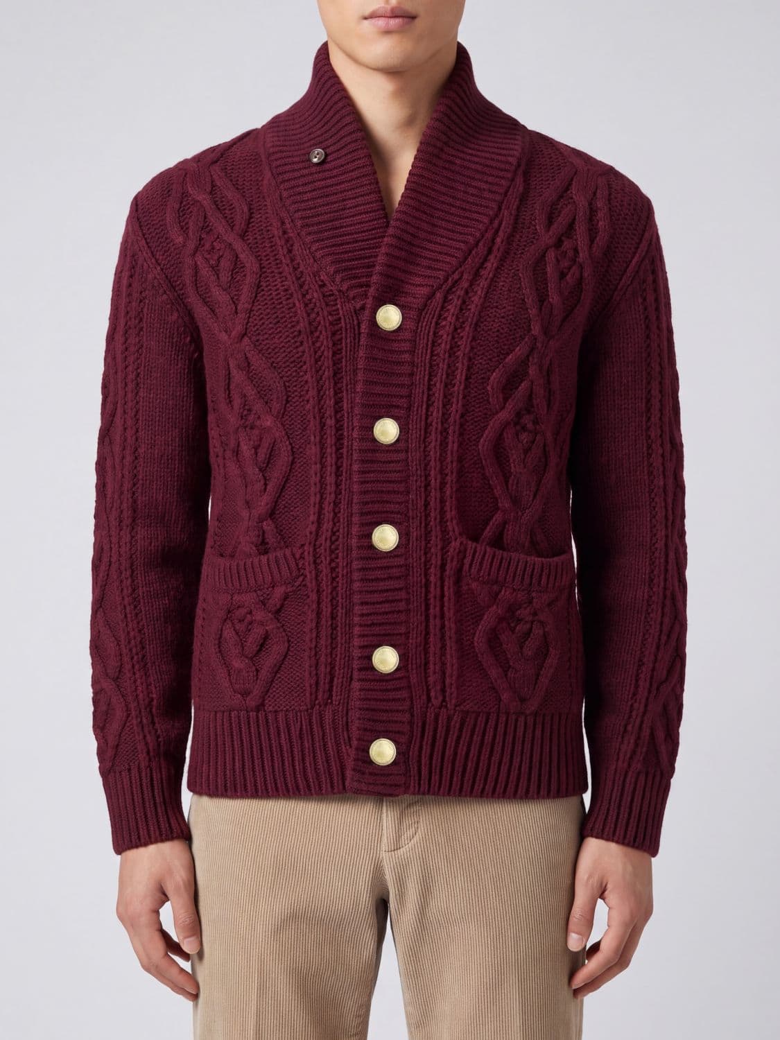 Brunello Cucinelli Shawl Collar Cardigan in Pure Cashmere with Pockets · 48