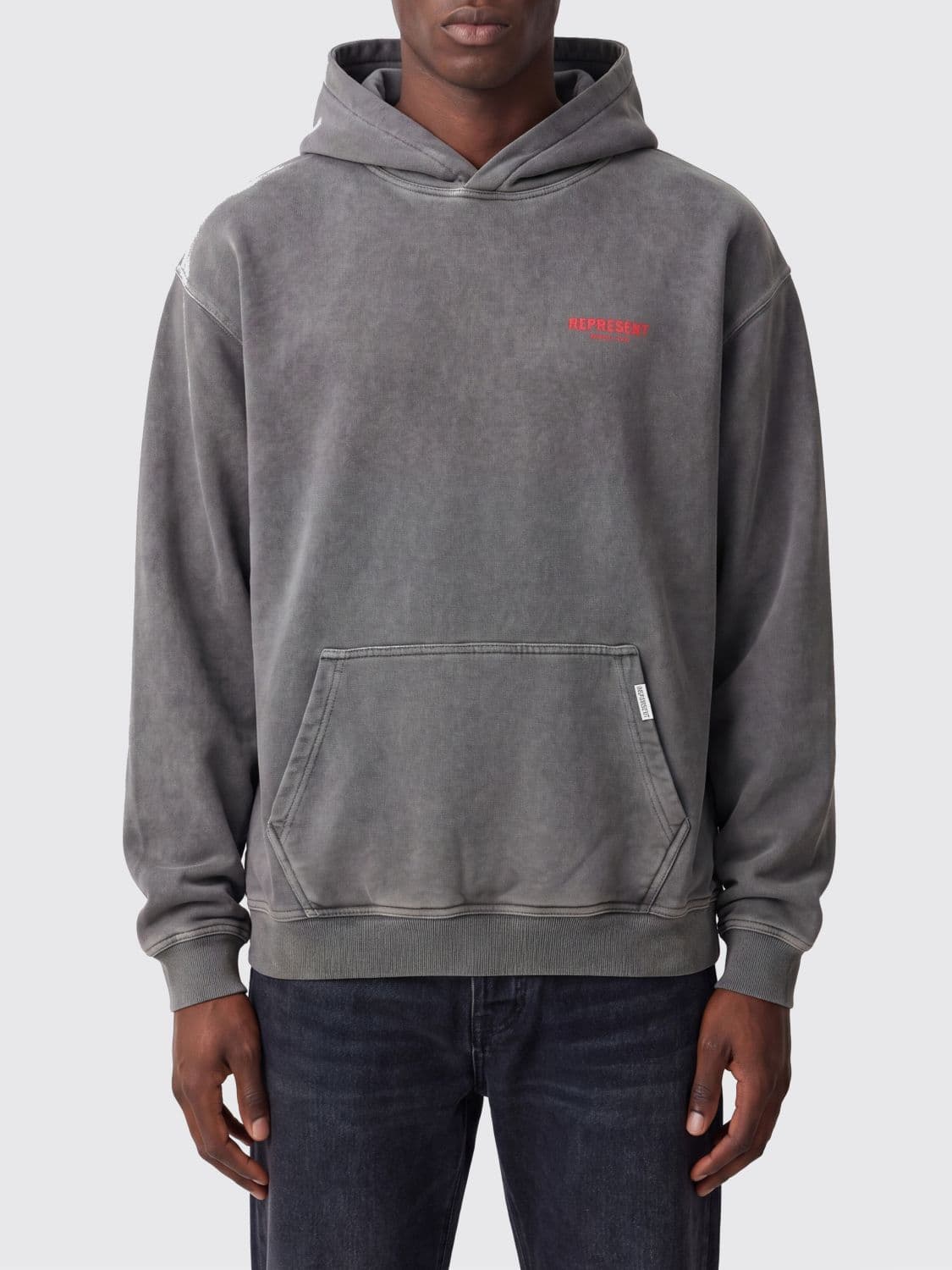 Represent Relaxed Fit Cotton Hoodie with Printed Logo
