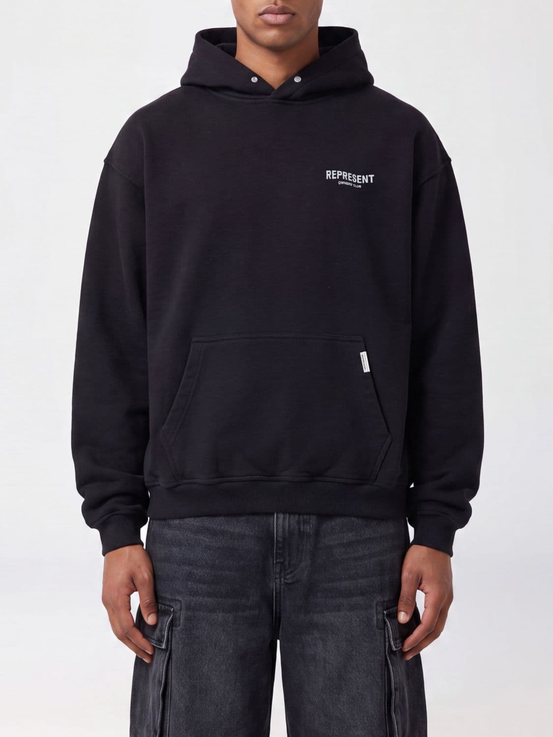 Represent Relaxed Fit Cotton Hoodie with Printed Logo