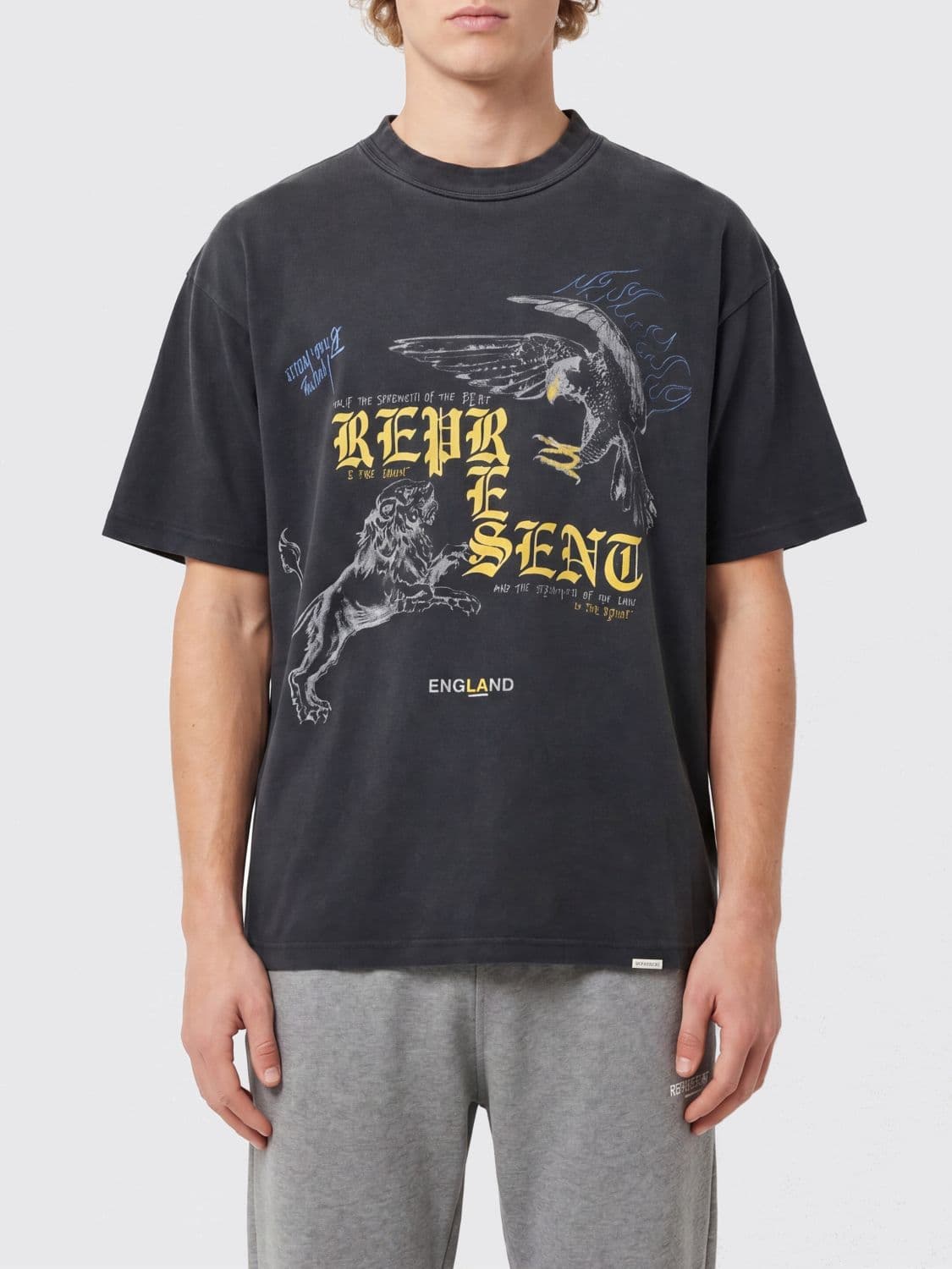 Represent Relaxed Fit Cotton T-Shirt with Graphic Print and Logo