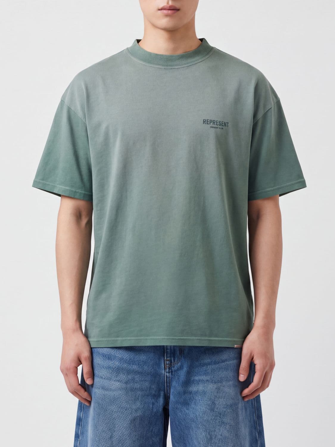 Represent Crew Neck Cotton T-Shirt with Contrast Logo