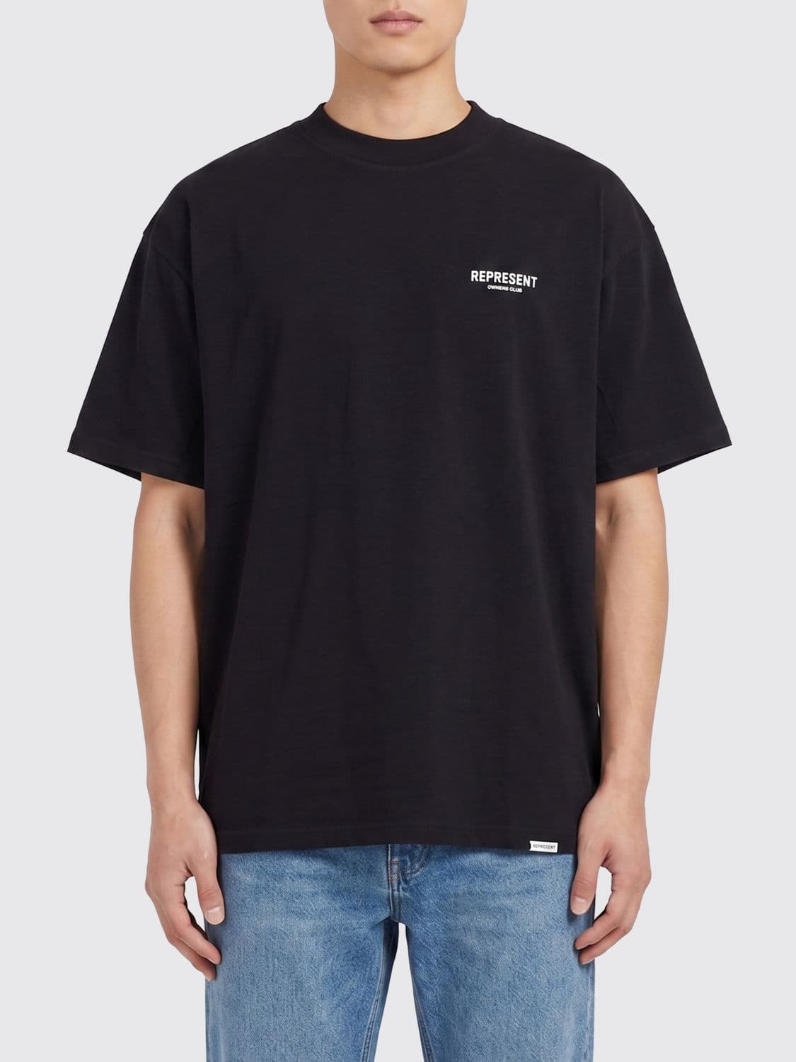Represent Crew Neck Cotton T-Shirt with Contrast Logo