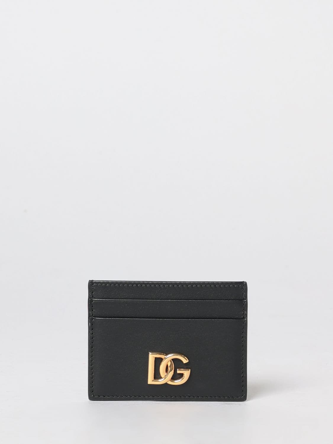Dolce & Gabbana DG Logo Plaque Calfskin Leather Card Holder · OS