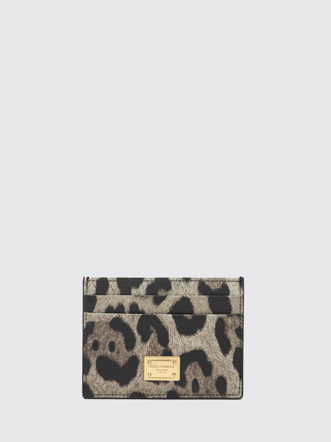 Dolce & Gabbana Card Holder in Animal Print Leather with Metal Logo