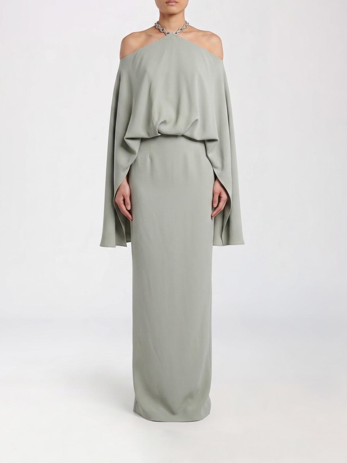 Taller Marmo Cyclades Crystal Viscose Long Tunic with Jewel Halterneck