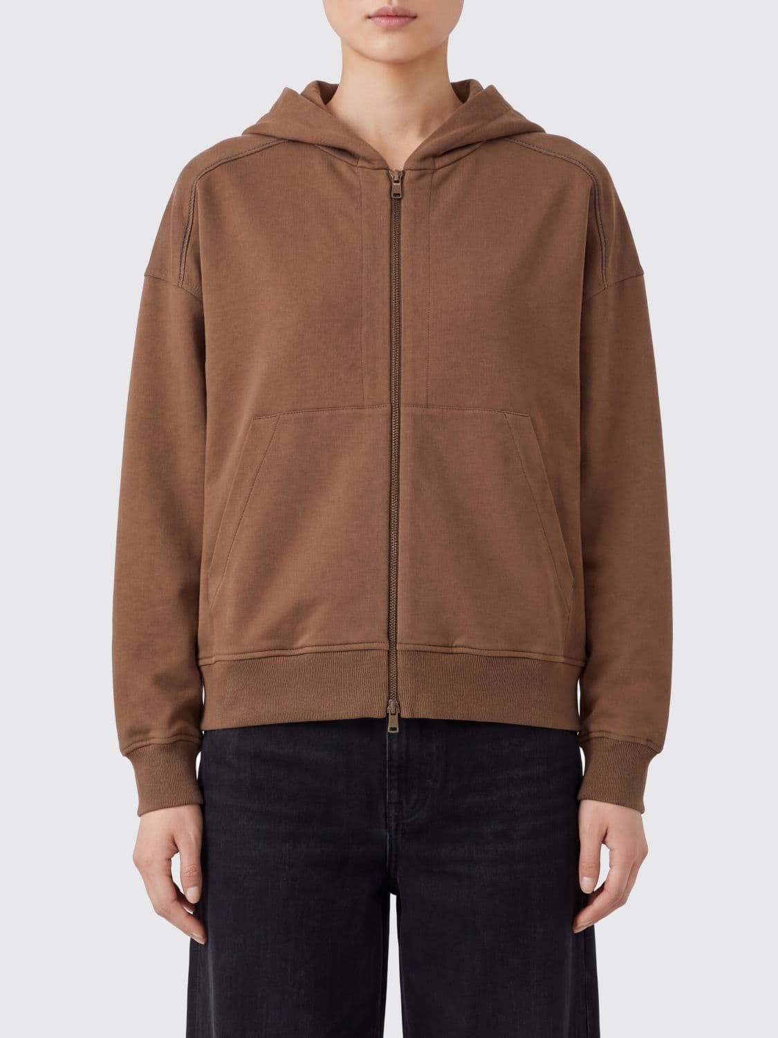 Brunello Cucinelli Zip-Up Cotton Hoodie with Kangaroo Pocket