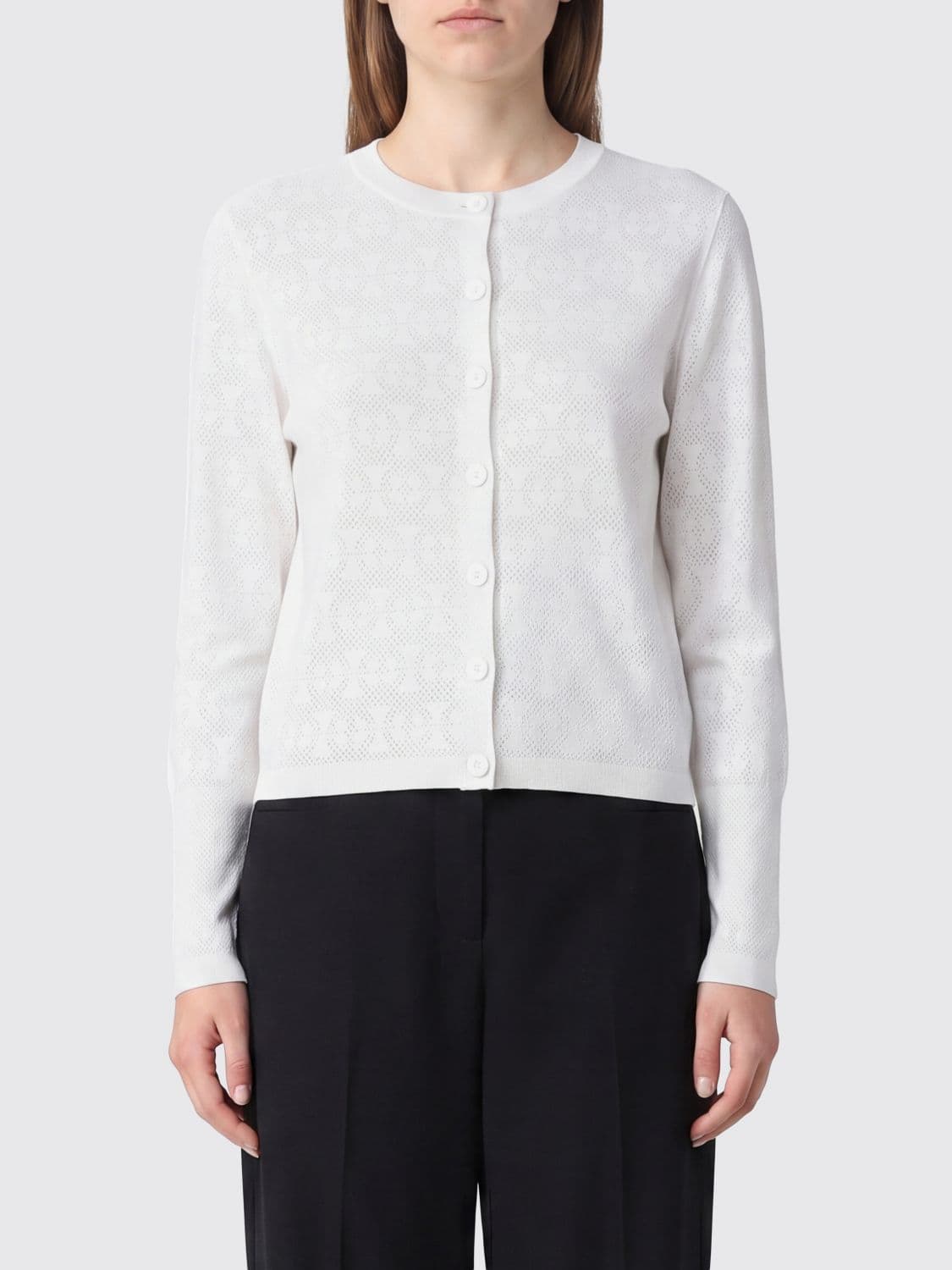 Tory Burch Long-Sleeved Jumper in Viscose Blend with Double T Logo