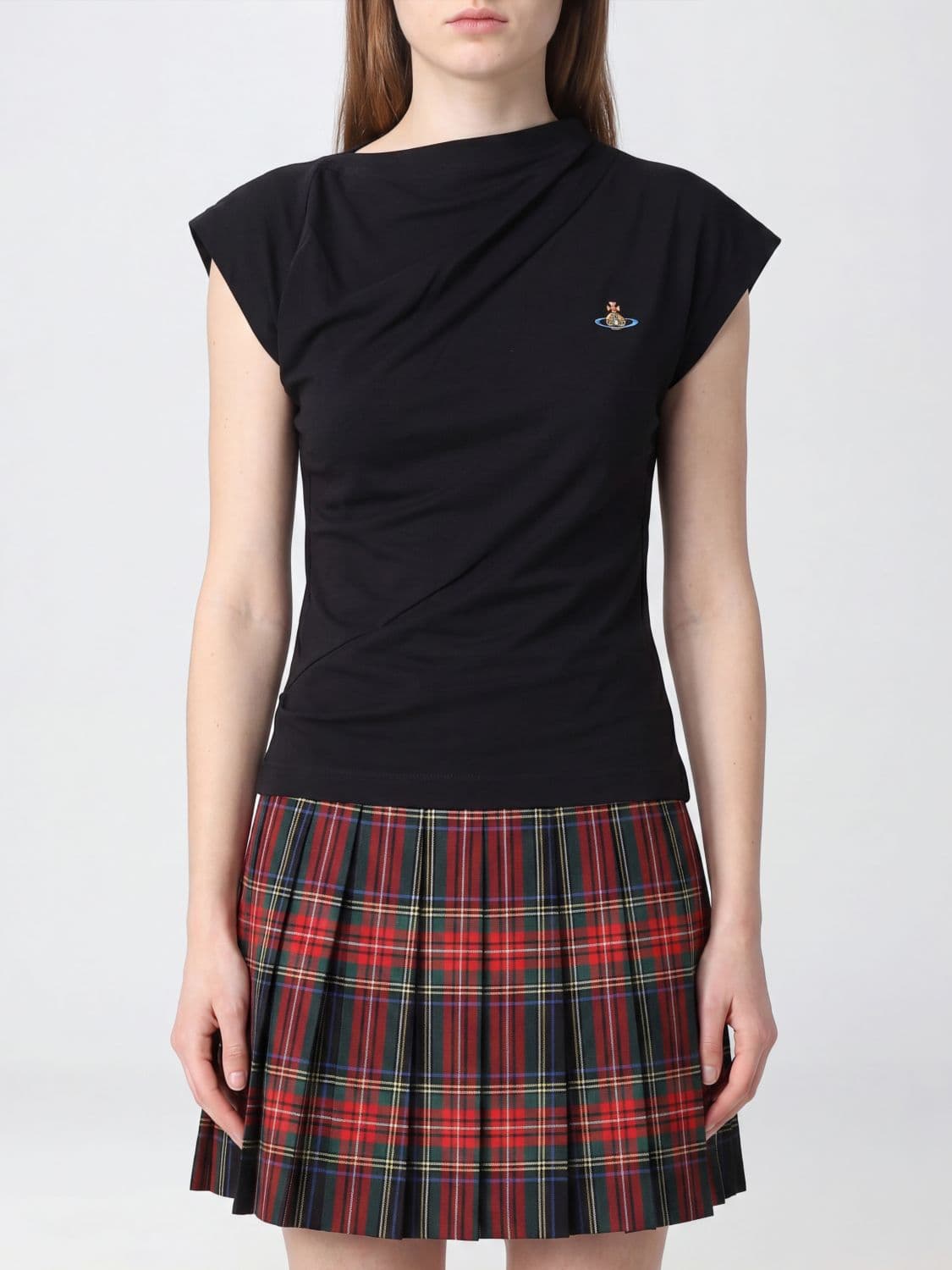 Vivienne Westwood Hebo One-Shoulder Cotton Top with Embroidered Orb Logo · XS